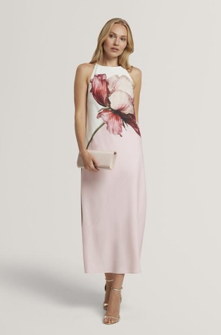 Midi obleka s potiskom cveta