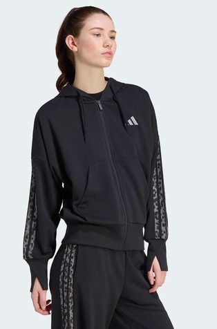 Essentials Animal-Print 3-Stripes Full-Zip Hoodie
