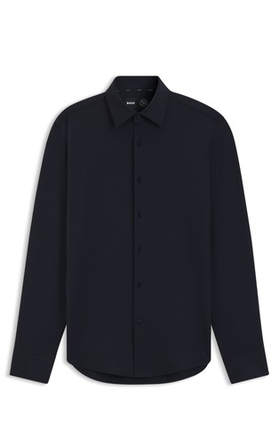 Slim fit srajca iz strukturiranega performance-stretch jerseya