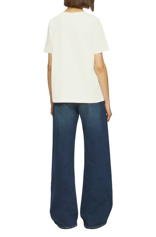 S.OLIVER Relaxed fit bombažna majica s potiskom Bela - Cream 2