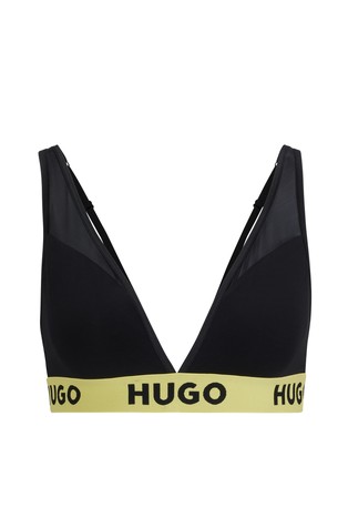 HUGO BOSS Triangel logo modrček s tilom Črna - Black/Yellow 5