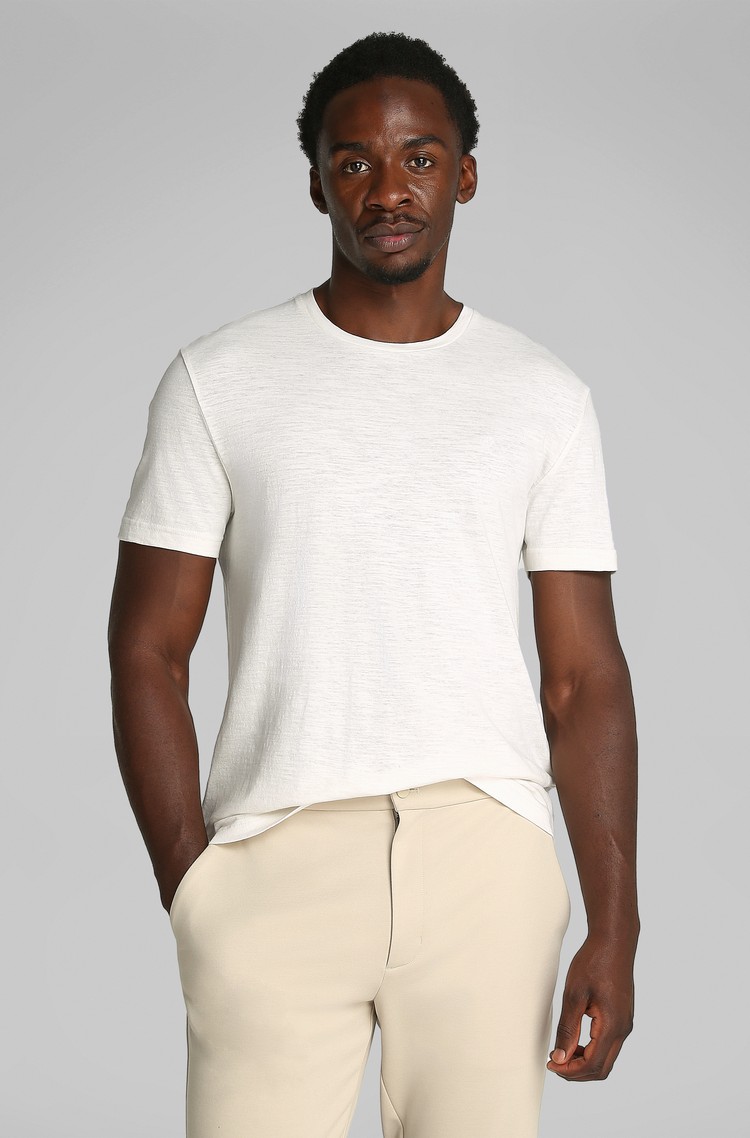 CALVIN KLEIN Majica iz mešanice bombaža in lana Bela - White 