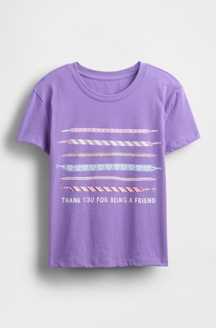 GAP Majica s kratkimi rokavi in potiskom za deklice Večbarvna - Purple Loganberry 2