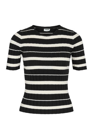 NOISY MAY NMFREYA pletena majica s kratkimi rokavi Črna - Black 6