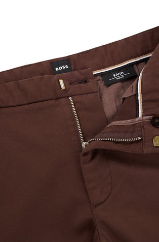 HUGO BOSS Slim fit chino hlače iz raztegljive bombažne mešanice Rjava - Dark Brown Colour 2