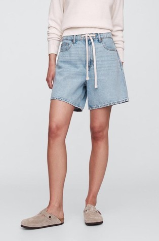 GAP Ženske denim kratke hlače z zatezno vrvico Modra - Light Wash 2