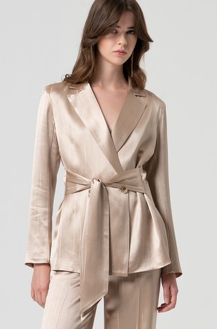 Satin double breasted blazer with strasses