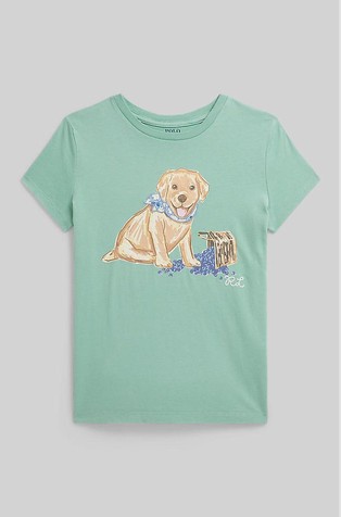 Majica iz bombažnega jerseya z natisnjenim motivom psa