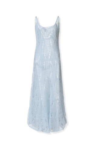 Dolga mrežasto pletena obleka iz mešanice z moherjem