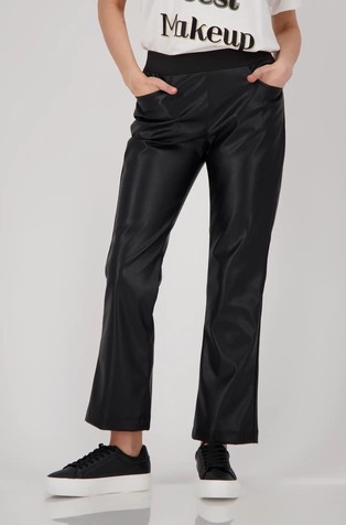 Ravne hlače iz umetnega usnja