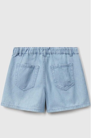 BENETTON Cotton chambray shorts with pleats Light Blue 2