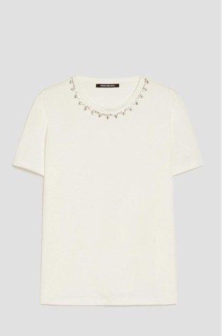 Cotton T-shirt with rhinestones