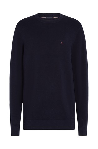 TOMMY HILFIGER Teksturirano pleten pulover Modra - Dark Blue 5