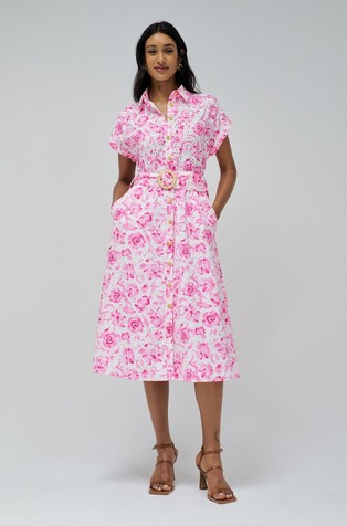 Floral shirt dress in broderie anglaise