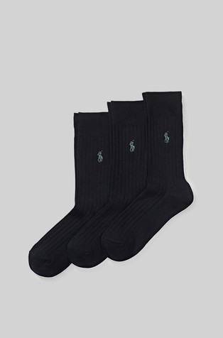 Ribbed crew sock 3-pack
