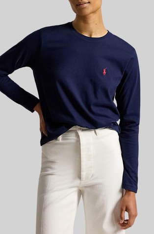 Classic fit majica z dolgimi rokavi iz jerseya