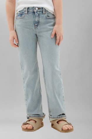 Ravne jeans hlače s svetlo spranim videzom