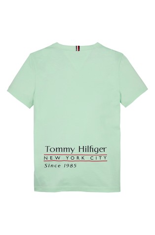TOMMY HILFIGER Fun Flag regular fit majica s potiskom spredaj in zadaj Zelena - Green 5