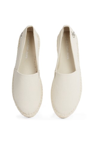 CALVIN KLEIN Canvas Platform Espadrilles Cream 5