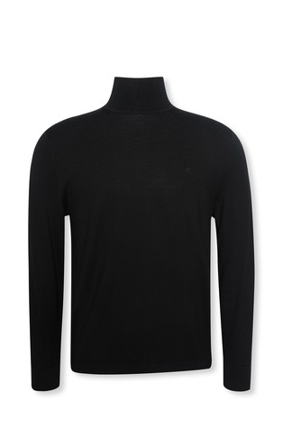 Pleten volnen pulover s povišanim ovratnikom