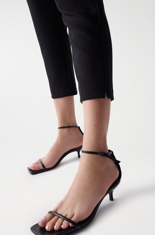 SALSA JEANS Cropped slim fit hlače z visokim pasom Črna - Black 5