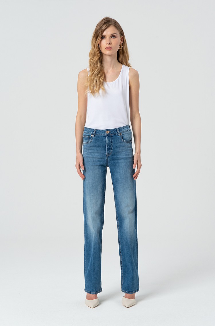 FRACOMINA Jeans straight with push-up effect and middle bleached wash Blue 