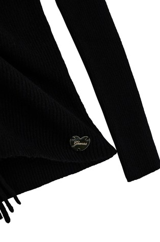 GUESS Rebrasto pletena majica iz viskozne mešanice Črna - Black 3