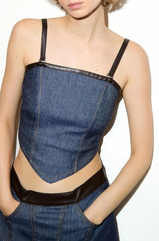 Cotton and linen denim top