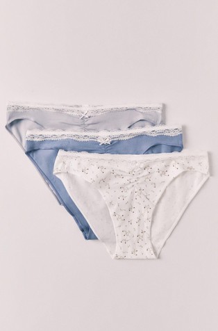 Pack 3 classic cotton-blend lace panties