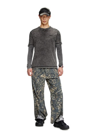 DIESEL Denim-look jersey T-shirt Black 3