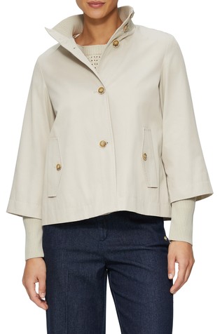 Relaxed fit jacket with a knitted collar and cuffs