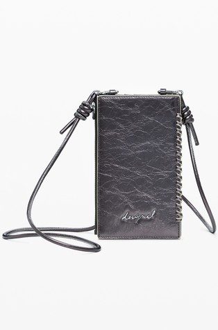 Večnamenska torbica s kovinskim leskom in logotipom