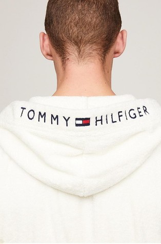 TOMMY HILFIGER Frotiran kopalni plašč s kapuco Bela - Ivory 4
