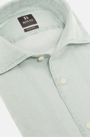 BOGGI MILANO Regular Fit Linen Shirt Green 4