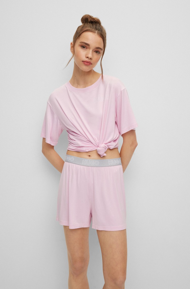 HUGO BOSS Pyjama shorts with logo waistband Light/Pastel Pink 