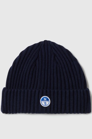 Knit beanie with logo patch