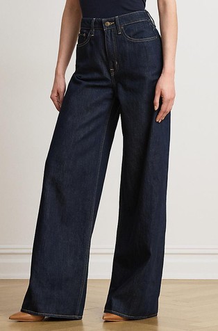 Jeans hlače z visokim pasom in širokimi hlačnicami