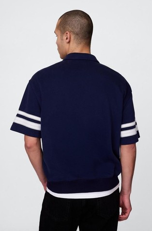 GAP Moški pulover s kratkimi rokavi in delno zadrgo Modra - Navy Uniform 3