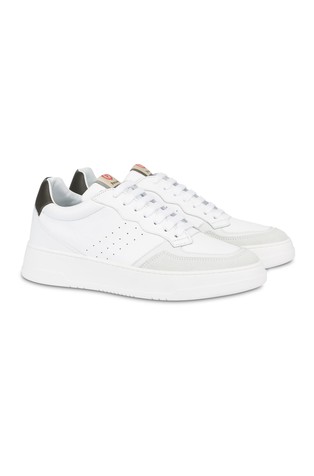 POLLINI Leather Sneakers White / Military Green 2