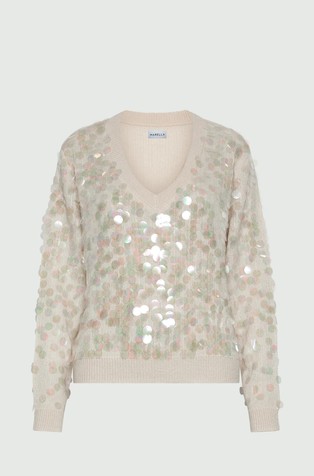 Pleten pulover z maxi bleščicami