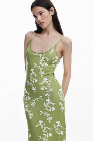DESIGUAL 2-in-1 midi dress Green / Beige 3