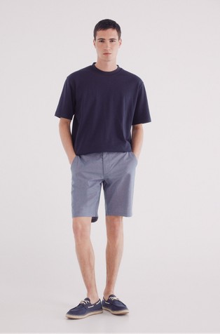 SPRINGFIELD Comfort fit bermuda hlače iz strukturirane bombažne tkanine Modra - Blue 3