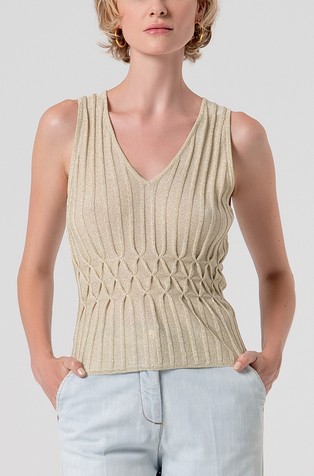 Pleten top s svetlečimi lureks vlakni