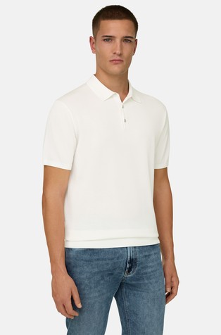 Cotton and Silk Knitted Polo Shirt
