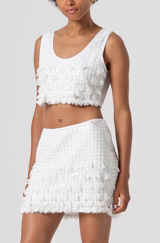 Mini skirt with sequins and floral applications