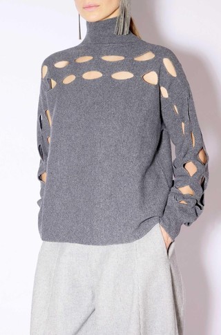 Cashmere blend sweater with cut-outs