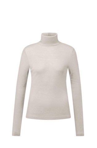 Slim-fit long-sleeved top in lyocell and wool blend
