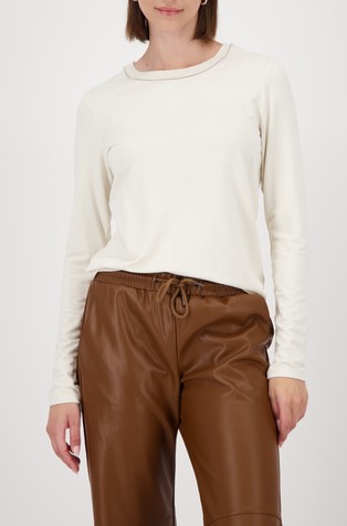 Majica z dolgimi rokavi in pletenim ovratnikom