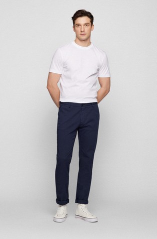 HUGO BOSS Slim fit chino hlače iz bombažnega gabardena Modra - Dark Blue 5