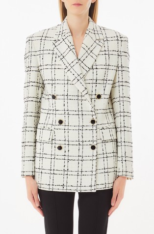 Oversized fit double-breasted chequered blazer